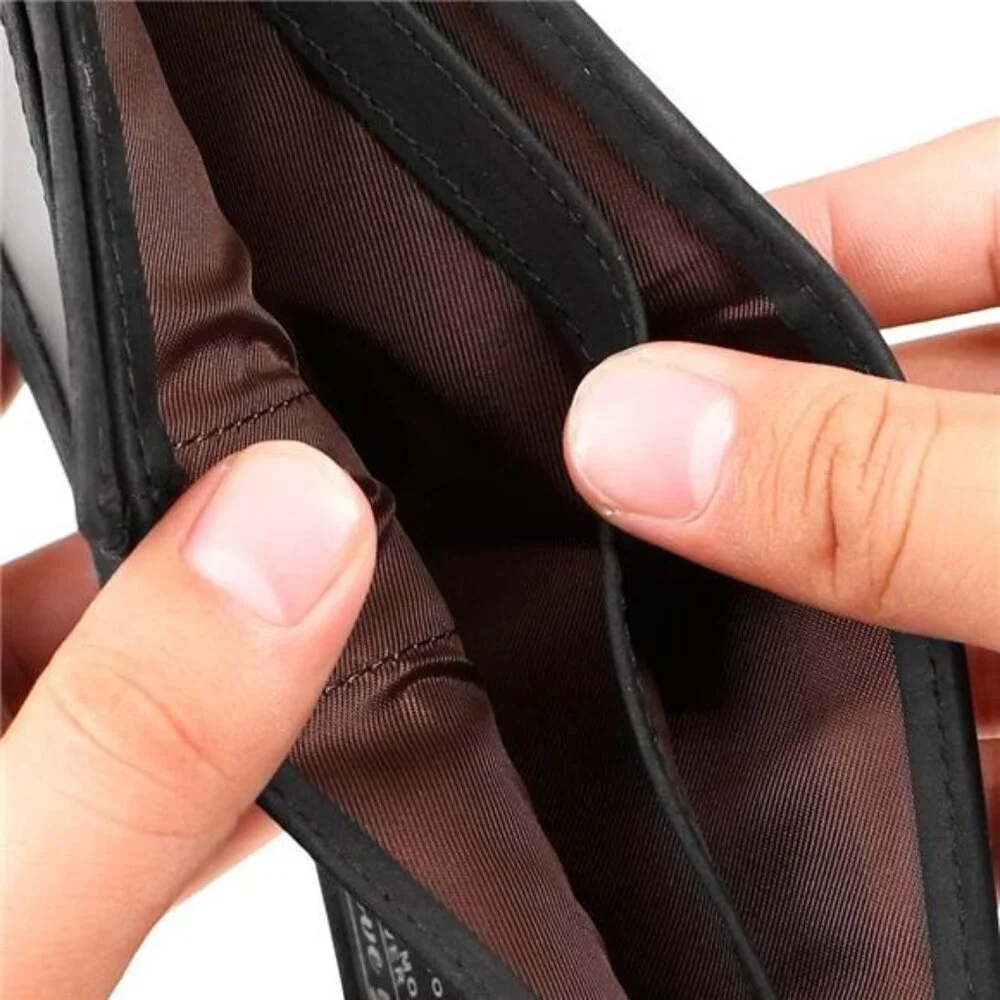 Personalized Leather Wallet For Man, Engraved RFID Blocking Bifold Stylish Black
